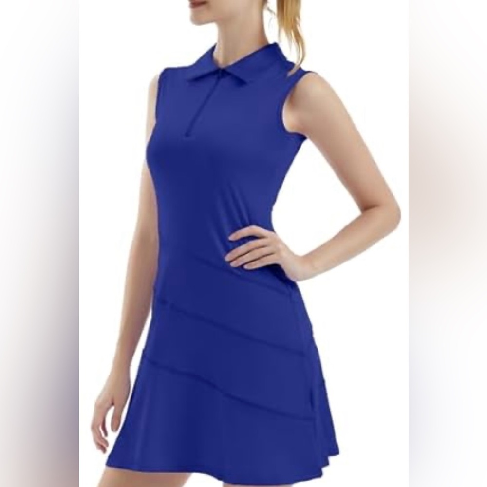 FKEEP Women's Tennis Golf Dresses Zipper V-Neck Sport Activewear w/ Shorts Sz.S